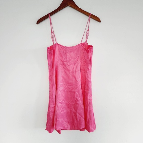 Zara Pink Satin Mini Slip Dress Size Small - Picture 6 of 9